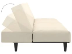 Canapé-lit à 2 Places Crème Velours -Accueil-Canapé canape 21999317