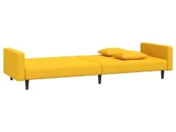 Canapé-lit 2 Places 2 Oreillers Et Repose-pied Jaune Velours -Accueil-Canapé canape 21999511