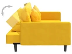 Canapé-lit 2 Places 2 Oreillers Et Repose-pied Jaune Velours -Accueil-Canapé canape 21999513