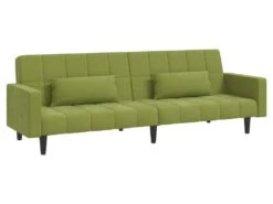 Canapé-lit à 2 Places Avec Deux Oreillers Vert Clair Velours 15 Canapé-lit à 2 Places Avec Deux Oreillers Vert Clair Velours -Accueil-Canapé canape 21999625