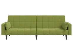 Canapé-lit à 2 Places Avec Deux Oreillers Vert Clair Velours 16 Canapé-lit à 2 Places Avec Deux Oreillers Vert Clair Velours -Accueil-Canapé canape 21999627