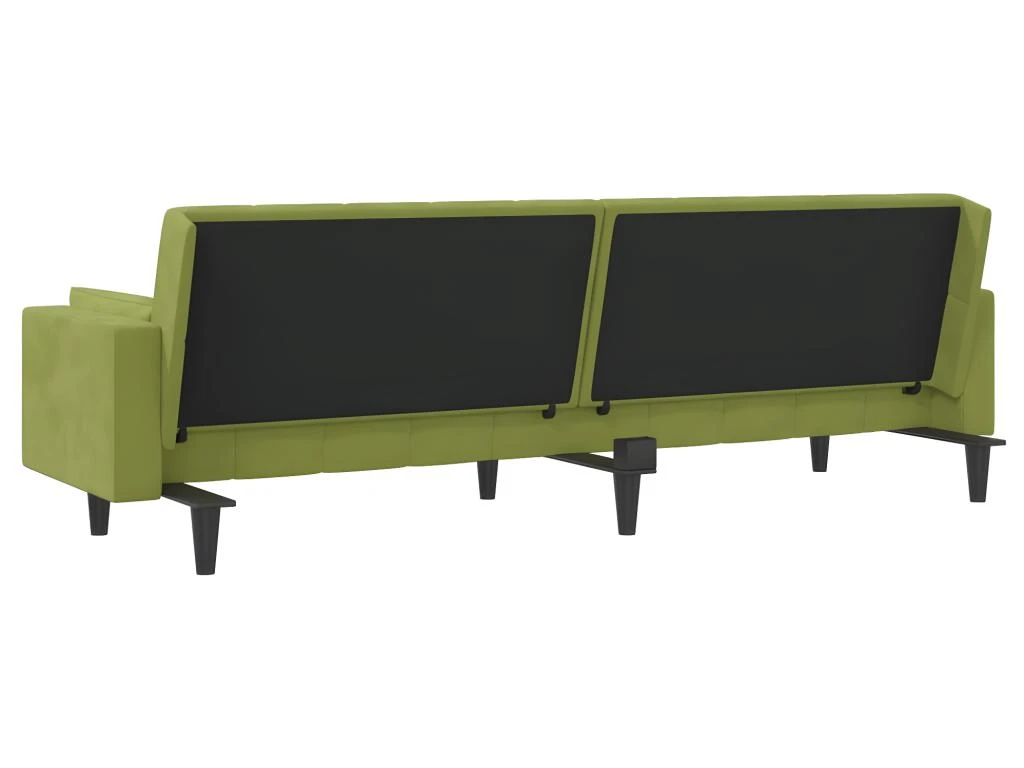 Canapé-lit à 2 Places Avec Deux Oreillers Vert Clair Velours 10 Canapé-lit à 2 Places Avec Deux Oreillers Vert Clair Velours – Image 8