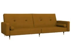 Canapé-lit à 2 Places Avec Deux Oreillers Marron Velours