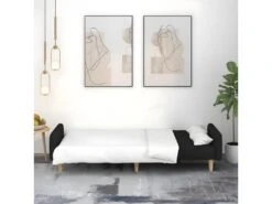 Canapé-lit à 2 Places Noir Tissu -Accueil-Canapé canape 22000021