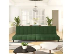 Canapé-lit à 2 Places Vert Foncé Velours