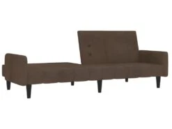 Canapé-lit à 2 Places Marron Tissu Microfibre -Accueil-Canapé canape 22000445