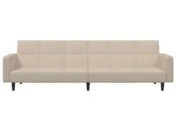 Canapé-lit à 2 Places Crème Microfibre -Accueil-Canapé canape 22000643