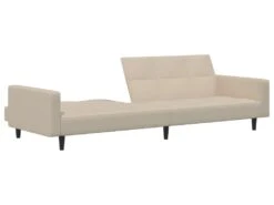 Canapé-lit à 2 Places Crème Microfibre -Accueil-Canapé canape 22000645