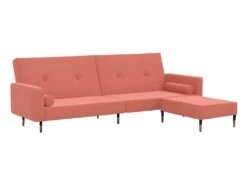 Canapé-lit à 2 Places Avec Repose-pied Rose Velours -Accueil-Canapé canape 22000681