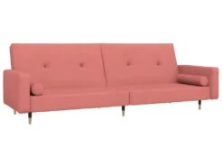 Canapé-lit à 2 Places Avec Repose-pied Rose Velours -Accueil-Canapé canape 22000683