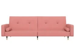 Canapé-lit à 2 Places Avec Repose-pied Rose Velours -Accueil-Canapé canape 22000685