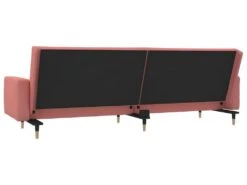 Canapé-lit à 2 Places Avec Repose-pied Rose Velours -Accueil-Canapé canape 22000687