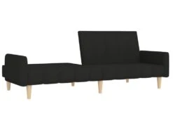 Canapé-lit à 2 Places Avec Repose-pied Noir Tissu -Accueil-Canapé canape 22000711