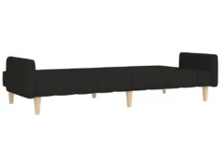 Canapé-lit à 2 Places Avec Repose-pied Noir Tissu -Accueil-Canapé canape 22000713