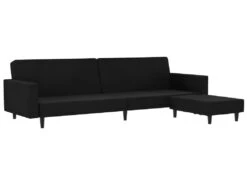 Canapé-lit à 2 Places Avec Repose-pied Noir Velours -Accueil-Canapé canape 22000925