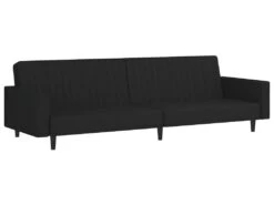 Canapé-lit à 2 Places Avec Repose-pied Noir Velours -Accueil-Canapé canape 22000927