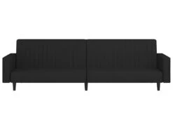 Canapé-lit à 2 Places Avec Repose-pied Noir Velours -Accueil-Canapé canape 22000929