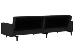 Canapé-lit à 2 Places Avec Repose-pied Noir Velours -Accueil-Canapé canape 22000931