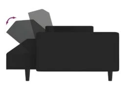 Canapé-lit à 2 Places Avec Repose-pied Noir Velours -Accueil-Canapé canape 22000937