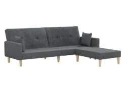 Canapé-lit à 2 Places Avec Repose-pied Gris Clair Tissu -Accueil-Canapé canape 22001003