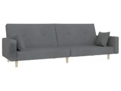 Canapé-lit à 2 Places Avec Repose-pied Gris Clair Tissu -Accueil-Canapé canape 22001005