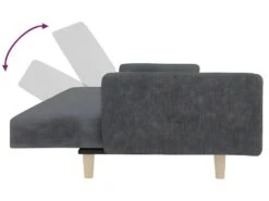 Canapé-lit à 2 Places Avec Repose-pied Gris Clair Tissu -Accueil-Canapé canape 22001009