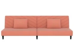 Canapé-lit à 2 Places Avec Deux Oreillers Rose Velours -Accueil-Canapé canape 22001183