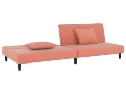 Canapé-lit à 2 Places Avec Deux Oreillers Rose Velours -Accueil-Canapé canape 22001189
