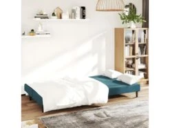 Canapé-lit à 2 Places Bleu Velours -Accueil-Canapé canape 22001201