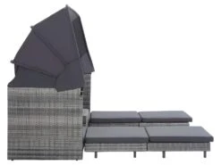 Canapé-lit Extensible 3 Places Avec Toit Résine Tressée Gris -Accueil-Canapé canape 22001645
