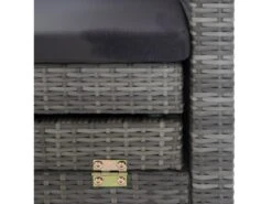 Canapé-lit Extensible 3 Places Avec Toit Résine Tressée Gris -Accueil-Canapé canape 22001649