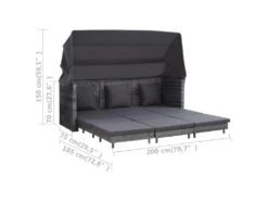 Canapé-lit Extensible 3 Places Avec Toit Résine Tressée Gris -Accueil-Canapé canape 22001651