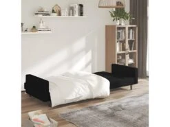 Canapé-lit à 2 Places Noir Microfibre -Accueil-Canapé canape 22001933