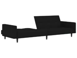 Canapé-lit à 2 Places Noir Microfibre -Accueil-Canapé canape 22001939