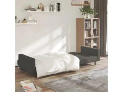 Canapé-lit à 2 Places Gris Foncé Microfibre -Accueil-Canapé canape 22002111