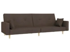 Canapé-lit à 2 Places Avec Deux Oreillers Taupe Tissu -Accueil-Canapé canape 22002189