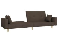 Canapé-lit à 2 Places Avec Deux Oreillers Taupe Tissu -Accueil-Canapé canape 22002195