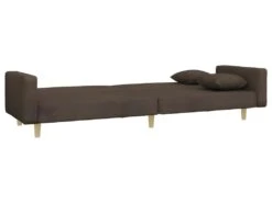 Canapé-lit à 2 Places Avec Deux Oreillers Taupe Tissu -Accueil-Canapé canape 22002197