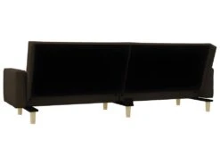 Canapé-lit à 2 Places Avec Deux Oreillers Taupe Tissu -Accueil-Canapé canape 22002199