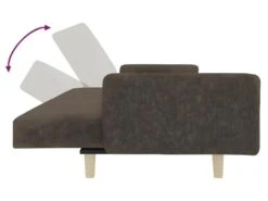 Canapé-lit à 2 Places Avec Deux Oreillers Taupe Tissu -Accueil-Canapé canape 22002201