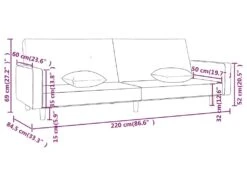 Canapé-lit à 2 Places Avec Deux Oreillers Taupe Tissu -Accueil-Canapé canape 22002205