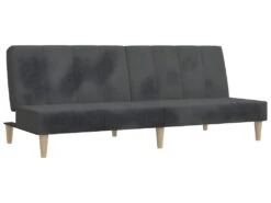 Canapé-lit à 2 Places Avec Tabouret Gris Foncé Tissu -Accueil-Canapé canape 22002651