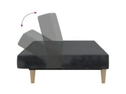 Canapé-lit à 2 Places Avec Tabouret Gris Foncé Tissu -Accueil-Canapé canape 22002655