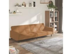 Canapé-lit à 2 Places Taupe Microfibre