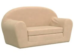 Canapé-lit Pour Enfants à 2 Places Crème Peluche Douce -Accueil-Canapé canape 22002707
