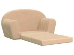 Canapé-lit Pour Enfants à 2 Places Crème Peluche Douce -Accueil-Canapé canape 22002711