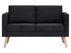 Canapé à 2 Places Tissu Noir -Accueil-Canapé canape 22003173
