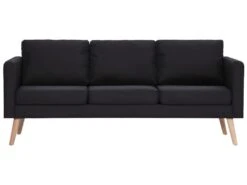 Canapé à 3 Places Tissu Noir -Accueil-Canapé canape 22003949