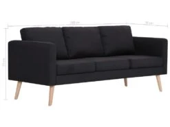Canapé à 3 Places Tissu Noir -Accueil-Canapé canape 22003959
