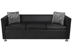 Canapé à 3 Places Similicuir Noir -Accueil-Canapé canape 22004515